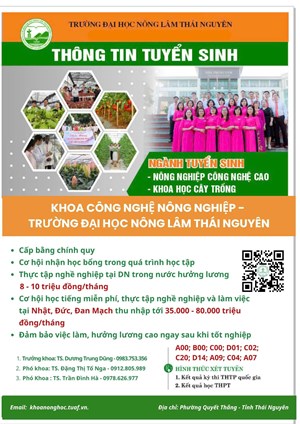 Tuyển sinh ngành Khoa học cây trồng và Nông nghiệp công nghệ cao năm 2025