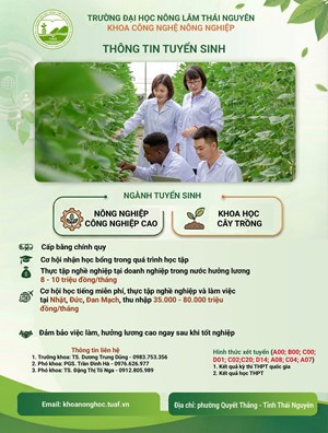 Chương trình Cử nhân Nông nghiệp Công nghệ cao – Liên kết 1+2+1